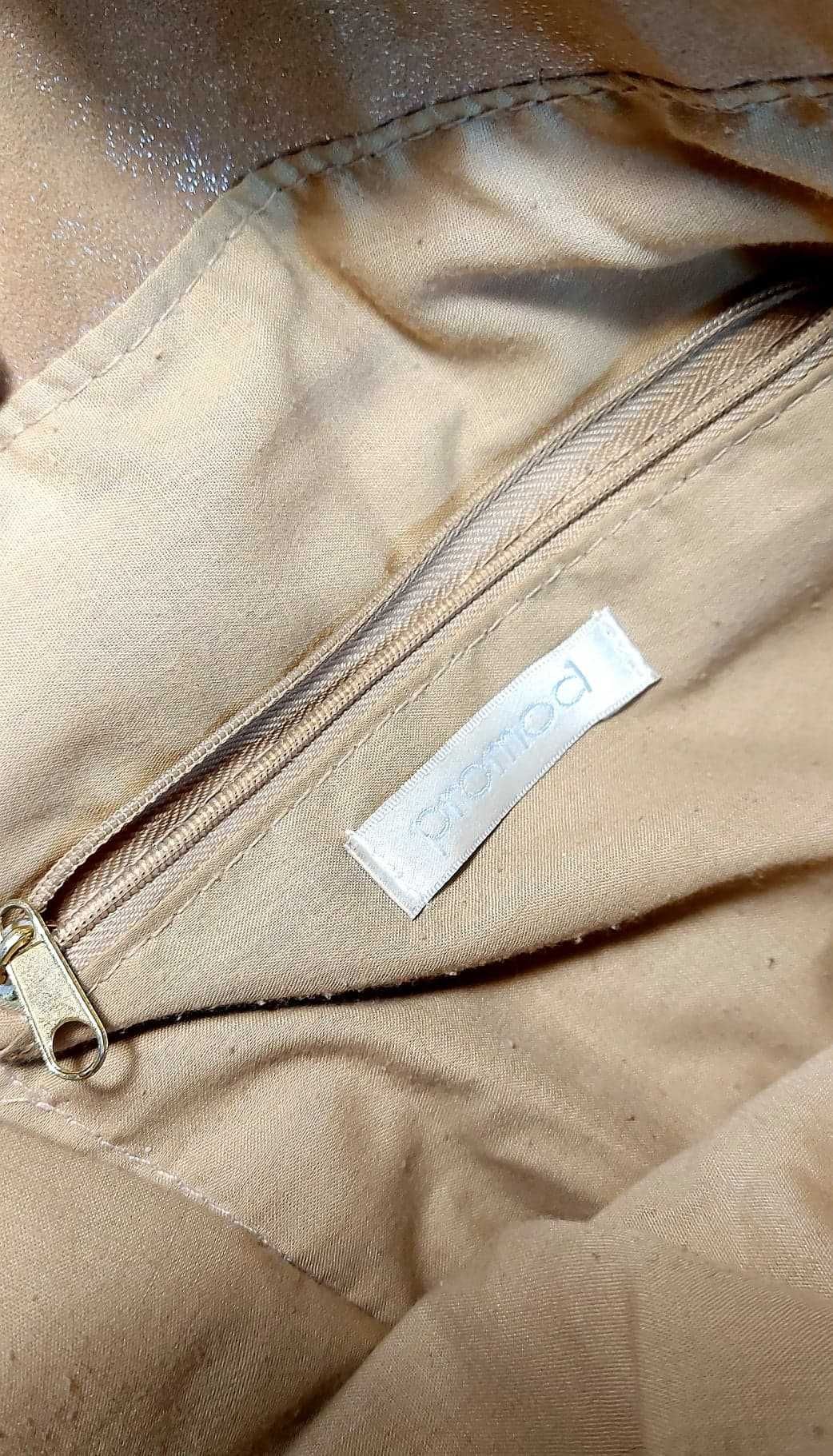 Torebka na ramię Promod, beżowa z mieniącymi się drobinkami.