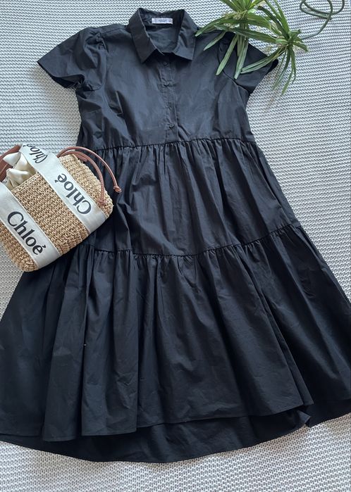 Reserved czarna sukienka bawełniana casual 100%bawełna old money roz36