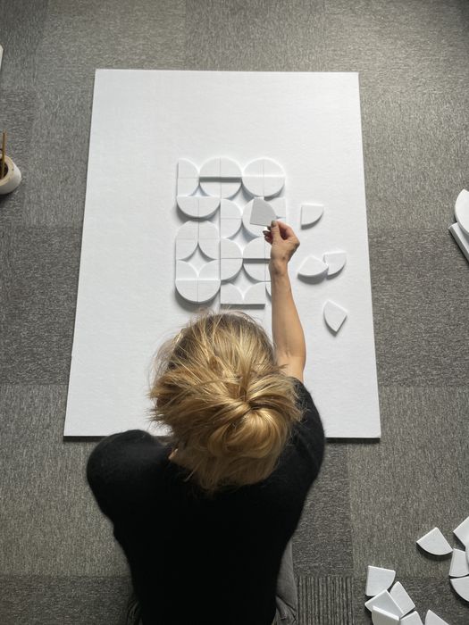 Obraz abstrakvyjny bialy płytki 3D do montazu