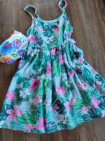 Sukienka dla córeczki dżungla liście kwiaty little kids r. 128