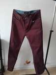 Spodnie Vintage Genes1891 34x32 bordowe purpurowe bawelna meskie