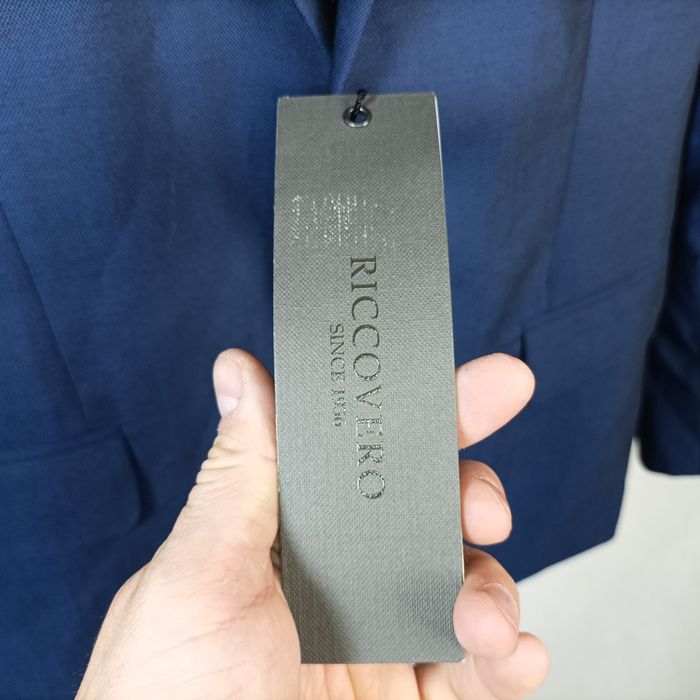 Riccovero Marynarka Męska Wełniana Granatowa Reda Super 110’s Made in