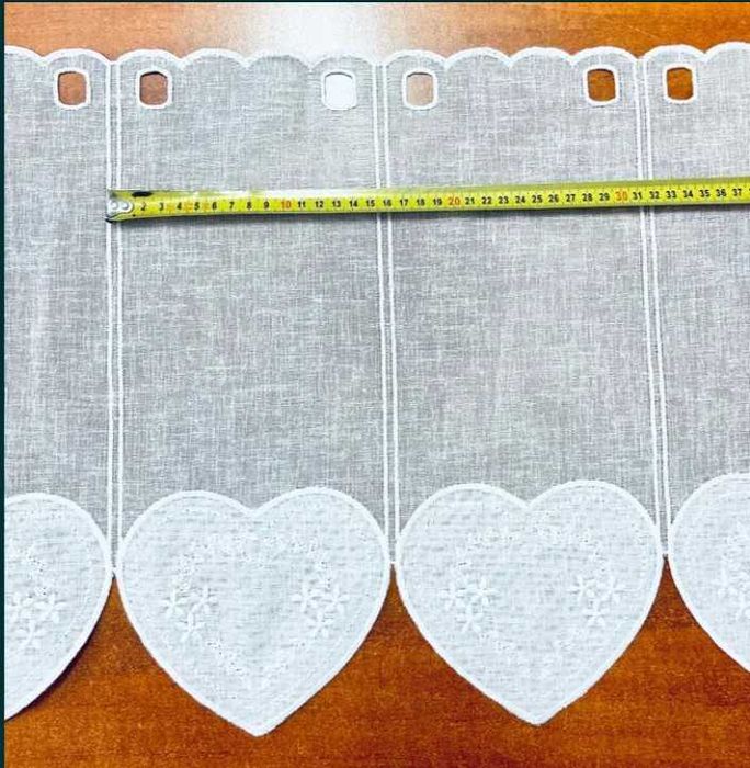 Firanka Len Kuchnia Biała Zazdrostka Haft Serca 60 wys