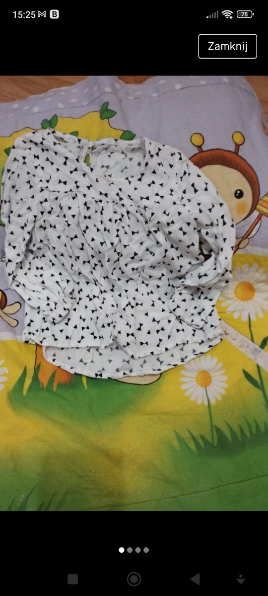 Koszulka 80 tunika biała z gumeczka zwiewna wiosna h&m