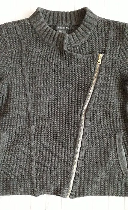 CALVIN KLEIN sweter damski szary o kroju ramoneski r.L/G
