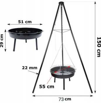 Palenisko grill ogniskowy ogrodowy wiszący XL 50cm ognisko 2w1