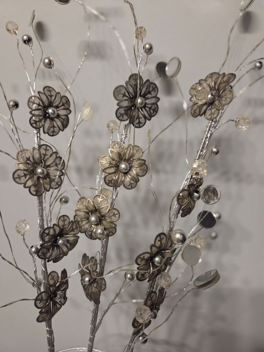 3szt. Kwiaty Dekoracyjne Do Wazonu Srebrne
