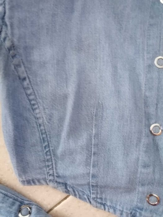 Camisa de ganga curta, da Zara, tamanho Xs