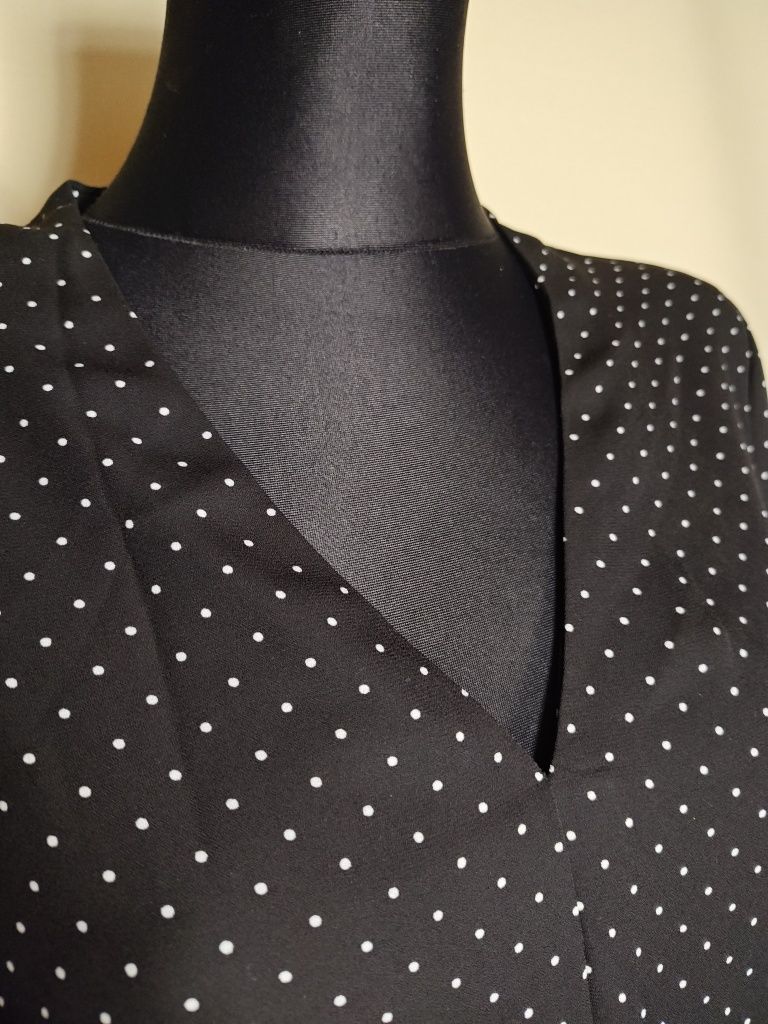 Elegancka czarna koszula w kropki XXL na lato
