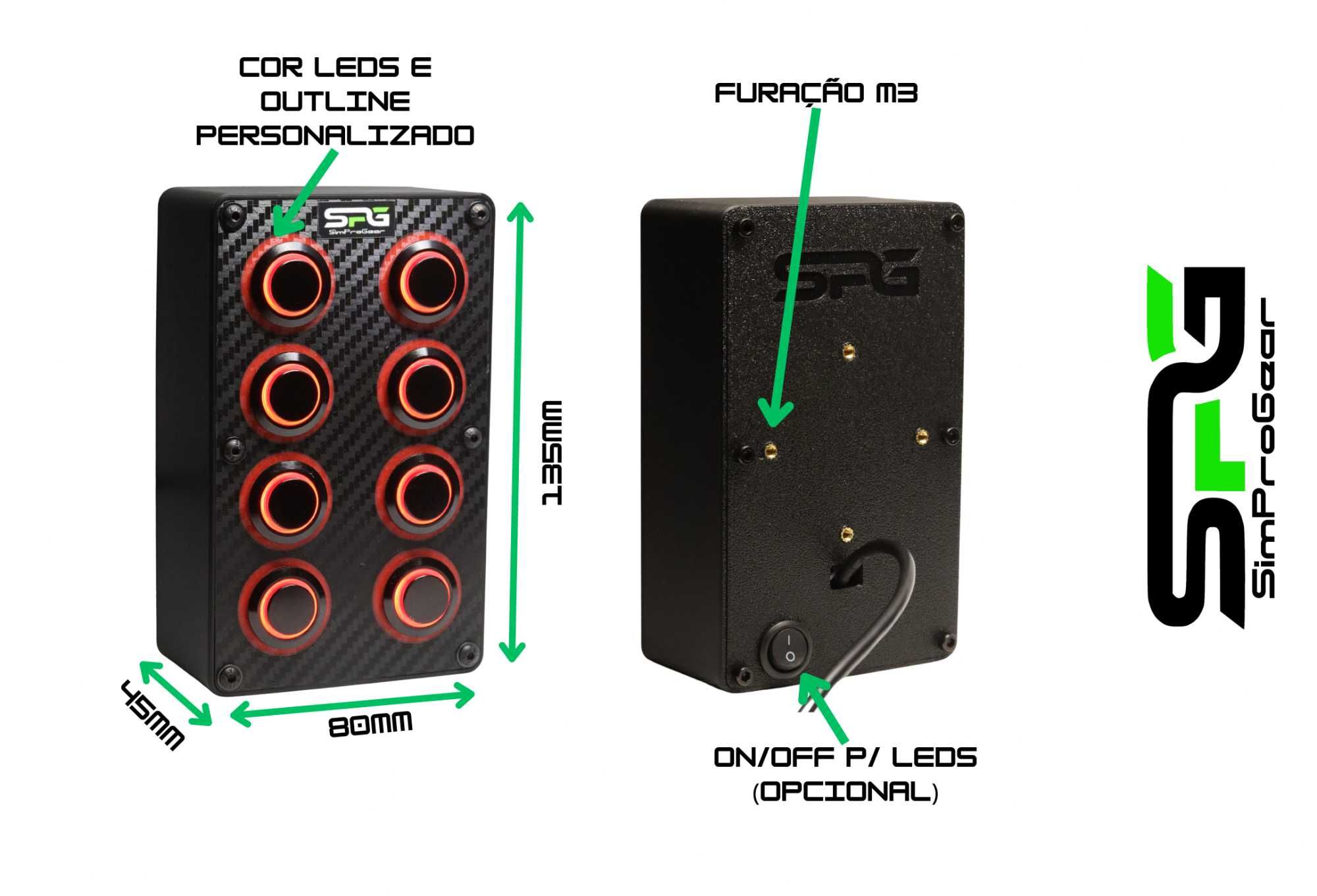 ButtonBox Light - 8 Botões LED Sim Racing