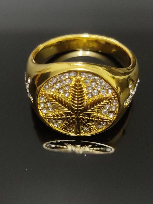 Anel Cannabis Dourado