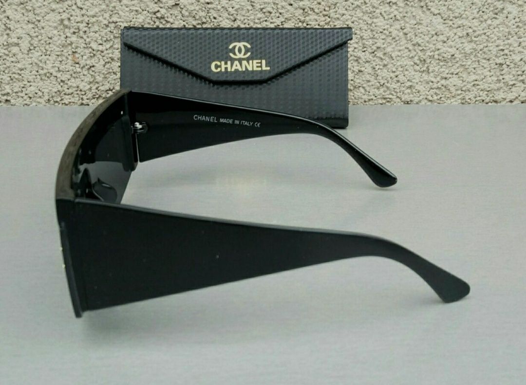 Женские брендовые очки маска черные в фирменном футляре