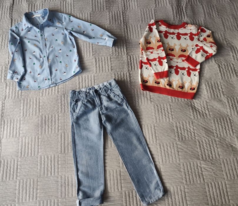 Zestaw ubrań świątecznych dla chłopca rozmiar 110