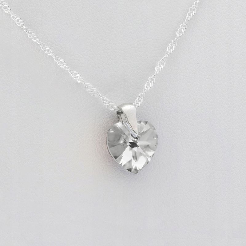Srebrny Naszyjnik Serce Swarovski 925 Łańcuszek Zawieszka Dla Dziewczy
