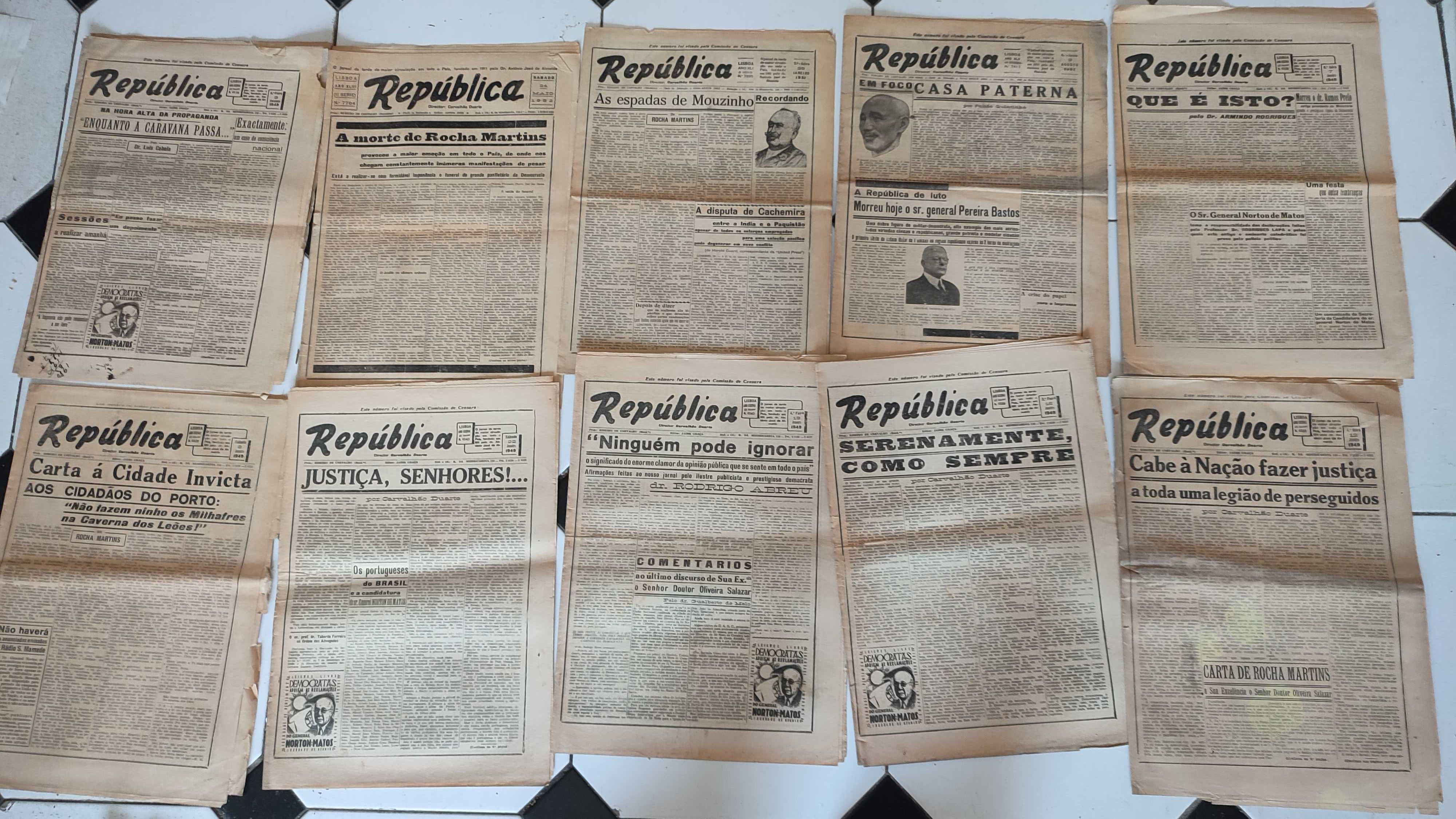 Lote 80 Jornais República - Anos 40, 50 e 60