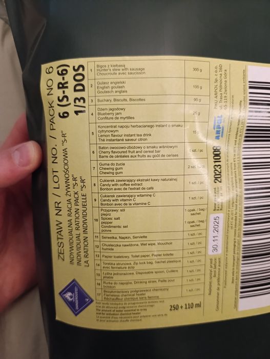 Racja żywnościowa sr6