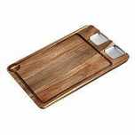 SteakChamp Tábua de cortar/servir 24x27cm com duas molheiras * NOVO *