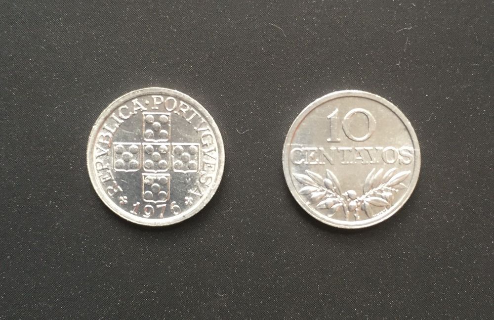 Moedas Portugal 10 centavos em alumínio anos 1971 a 1978