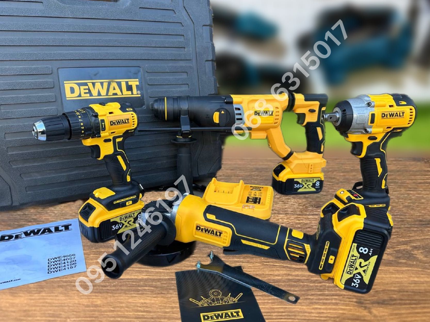 Набор 4/1 DeWALT Болгарка + Гайковерт + Перфоратор + Шуруповерт 36V8Ah
