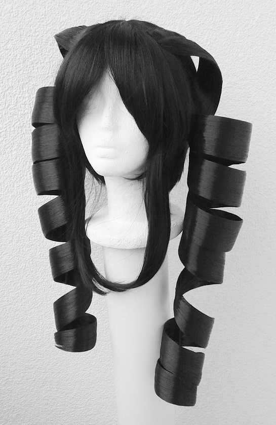 Celestia Ludenberg Danganronpa cosplay wig peruka czarna z lokami