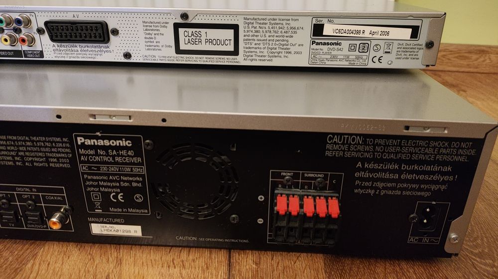 Amplituner Panasonic 5.1 SA-HE40 + DVD S42 piloty kable