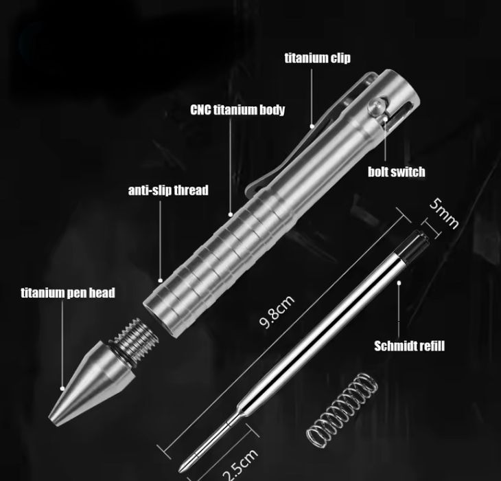 Титан. Алюміній. Bolt Action. Тактична кулькова ручка.