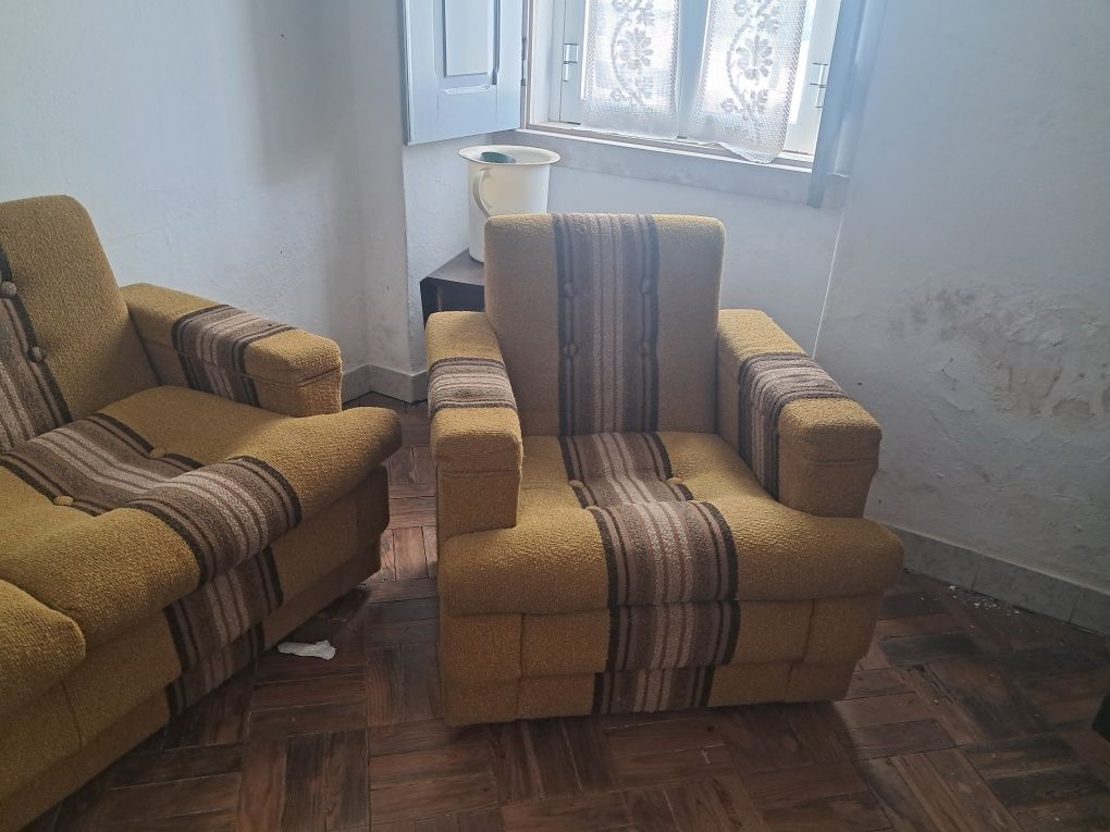 Conjunto sofas com cama anos 70/80