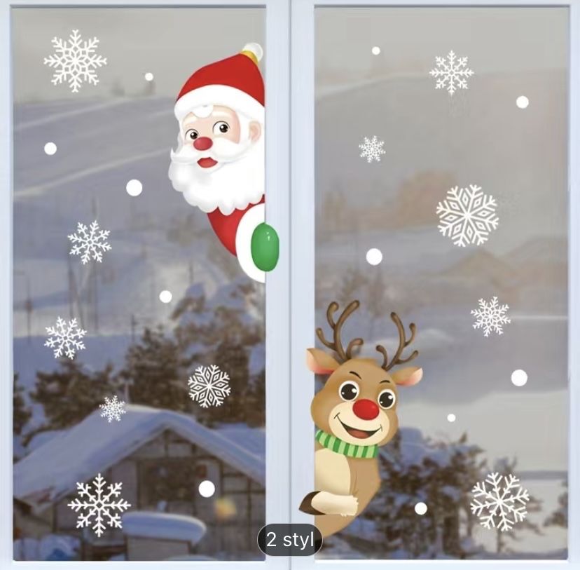 Naklejka na okno Świętego Mikołaja I Reniferów