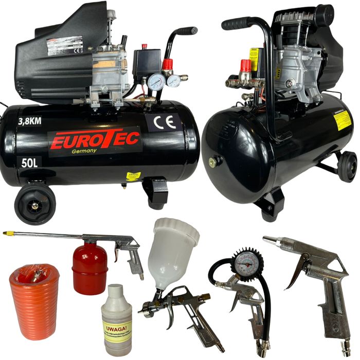 Kompresor olejowy 50L sprężarka z zestawem kit Eurotec