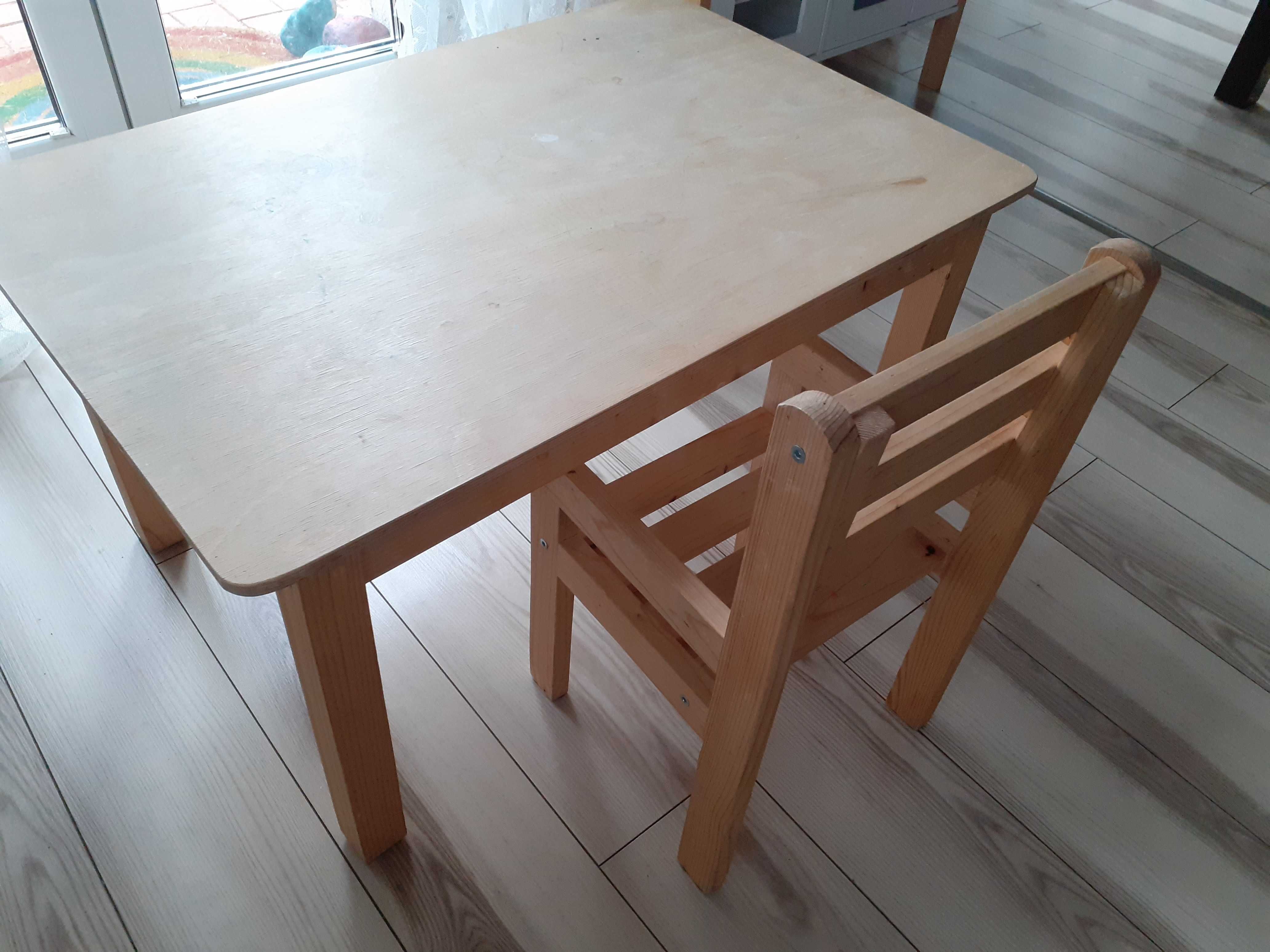 Stolik z krzesełkami dla maluszka drewniany rozmiar 0