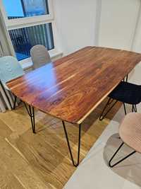 Stół IKER drewniany metalowe nogi i 4 krzesła