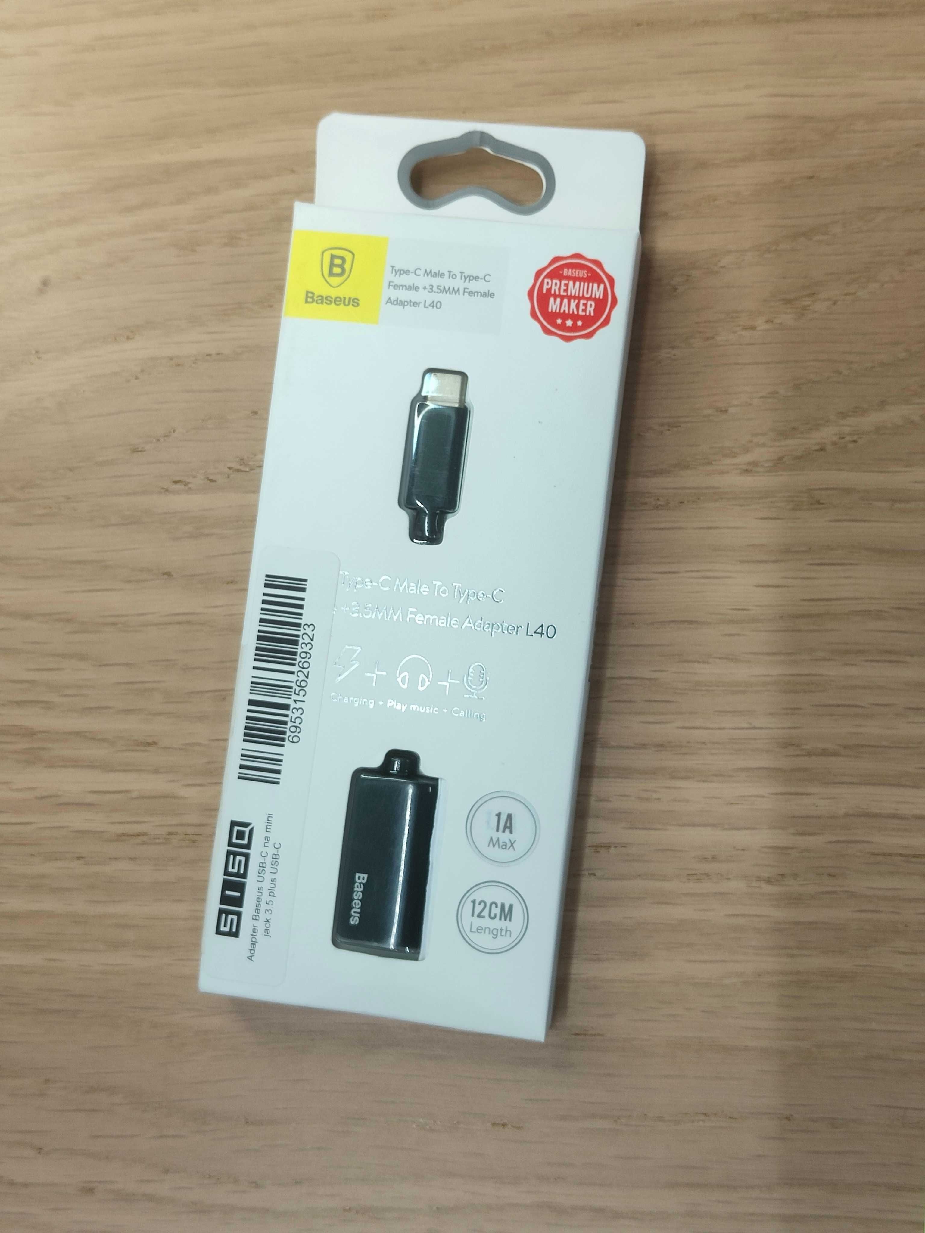 Baseus adapter przejściówka USB C na Mini Jack 3.5mm