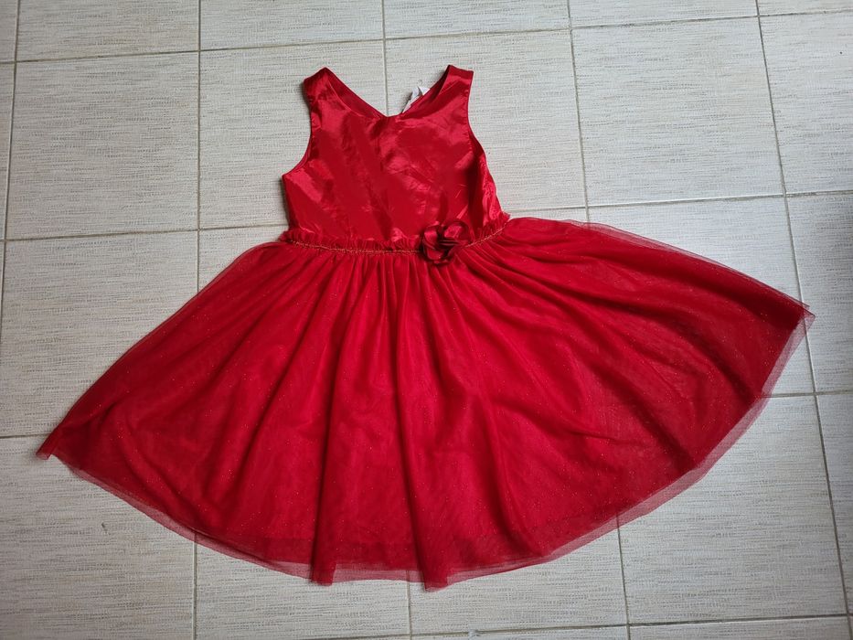 wizytowa, tiulowa, balowa sukienka na szerokich ramiączkach H&M 140