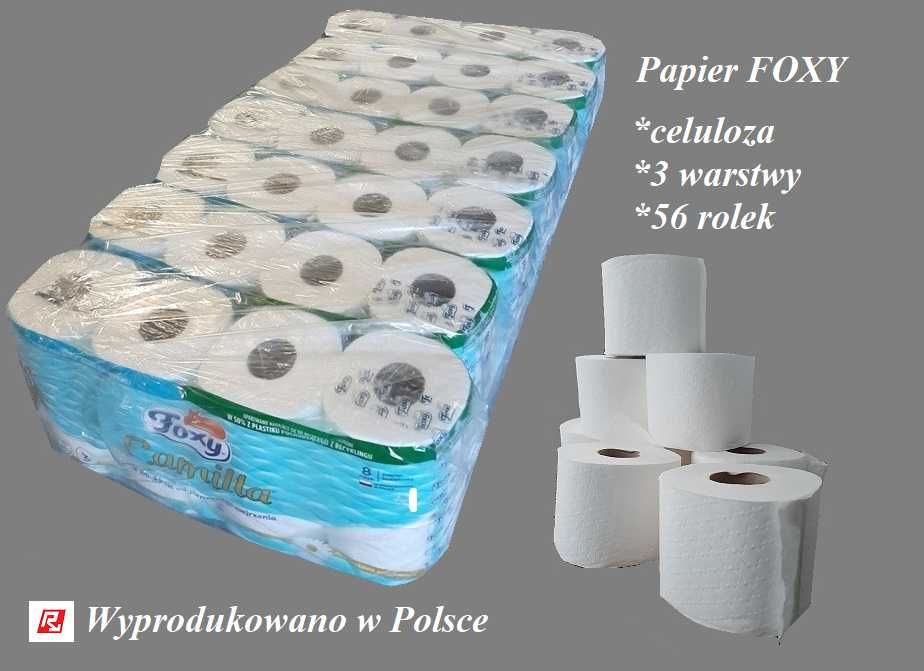 papier toaletowy Foxy 56 rolek celuloza 3 warstwy