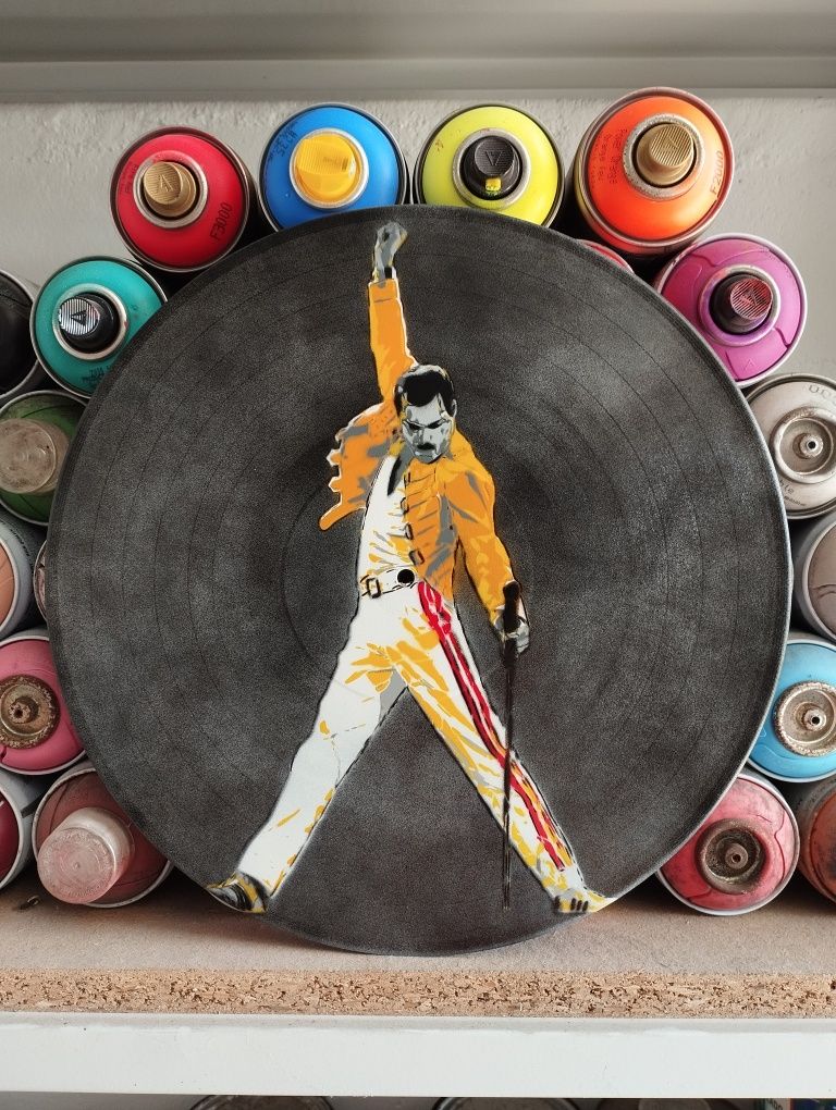 David Bowie pintura em disco de vinil