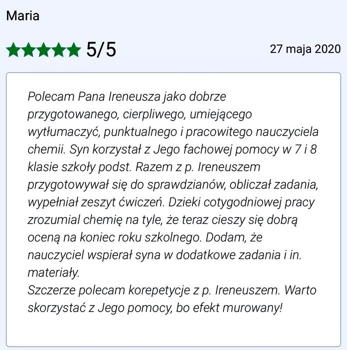 Korepetycje Chemia ( Łódź - Bydgoszcz - Katowice )