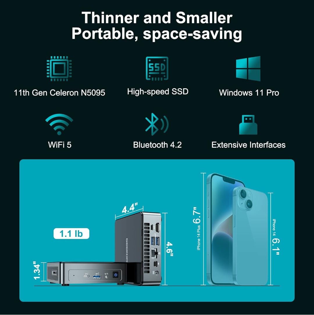 GEEKOM Mini PC, Mini Air11 N5095,mini komputer stacjonarny