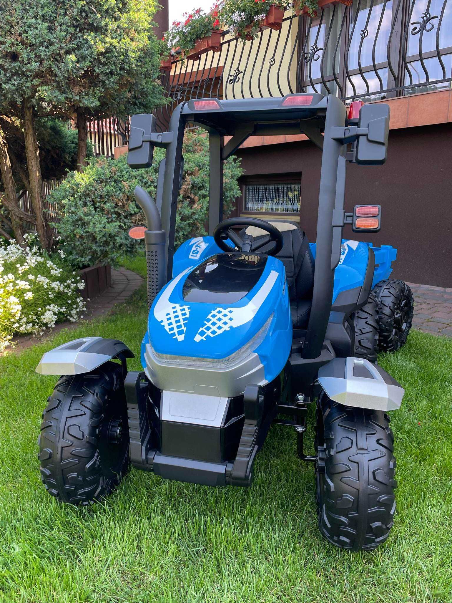 NOWY DUŻY Traktor na akumulator z kabiną i przyczepą 24v 2x200W PILOT