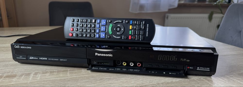 Panasonic DMR-EX77 #Nagrywarka DVD HDD #160GB #HDMI #SD #Dv-in #Pilot