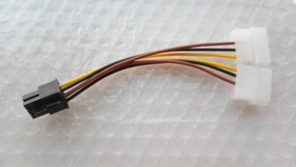 Переходник питания для видеокарты 6 pin / Molex 2 x IDE длина 15 см