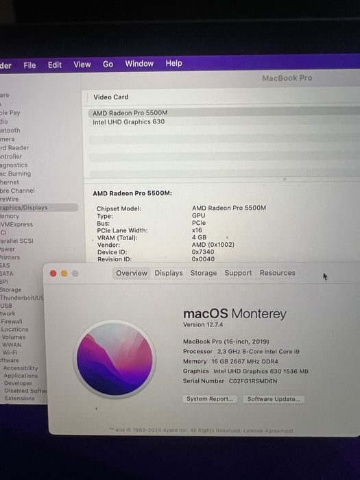 MacBook Pro 16’ 2019 A2141 /i9/16gb/1Tb материнська плата MDM