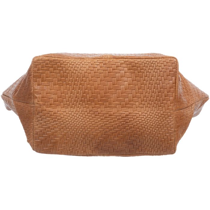 VERA PELLE torebka skórzana shopper przeplatana V521 oliwkowa