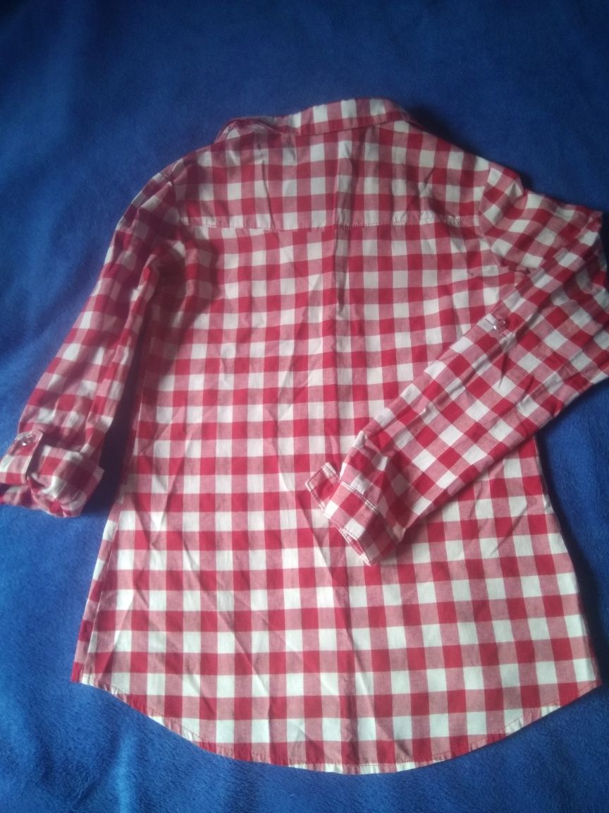 Рубашка блузка клетка 158, 12-13 лет рукав 2в 1