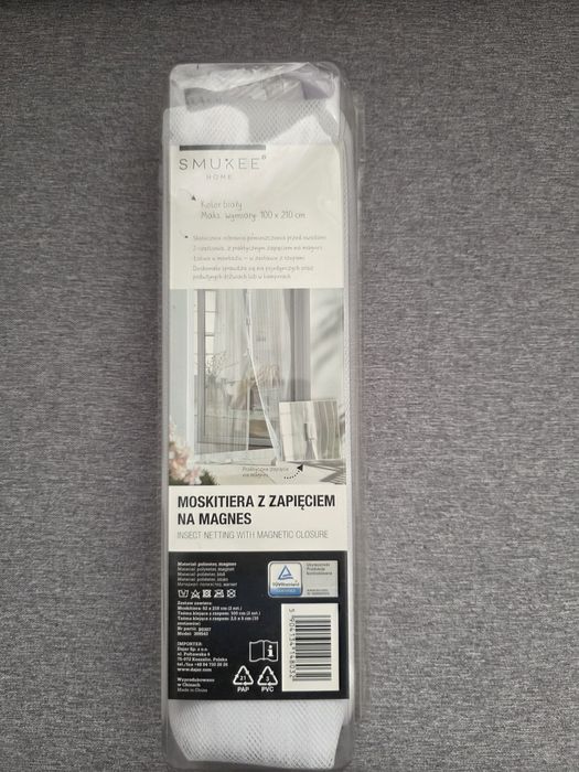 Moskitiera z zapięciem na magnes 100x210 cm biała NOWA Smukee