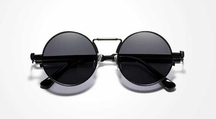 OKULARY Przeciwsłoneczne Lenonki RETRO Steampunk UV400 oldschool BLACK