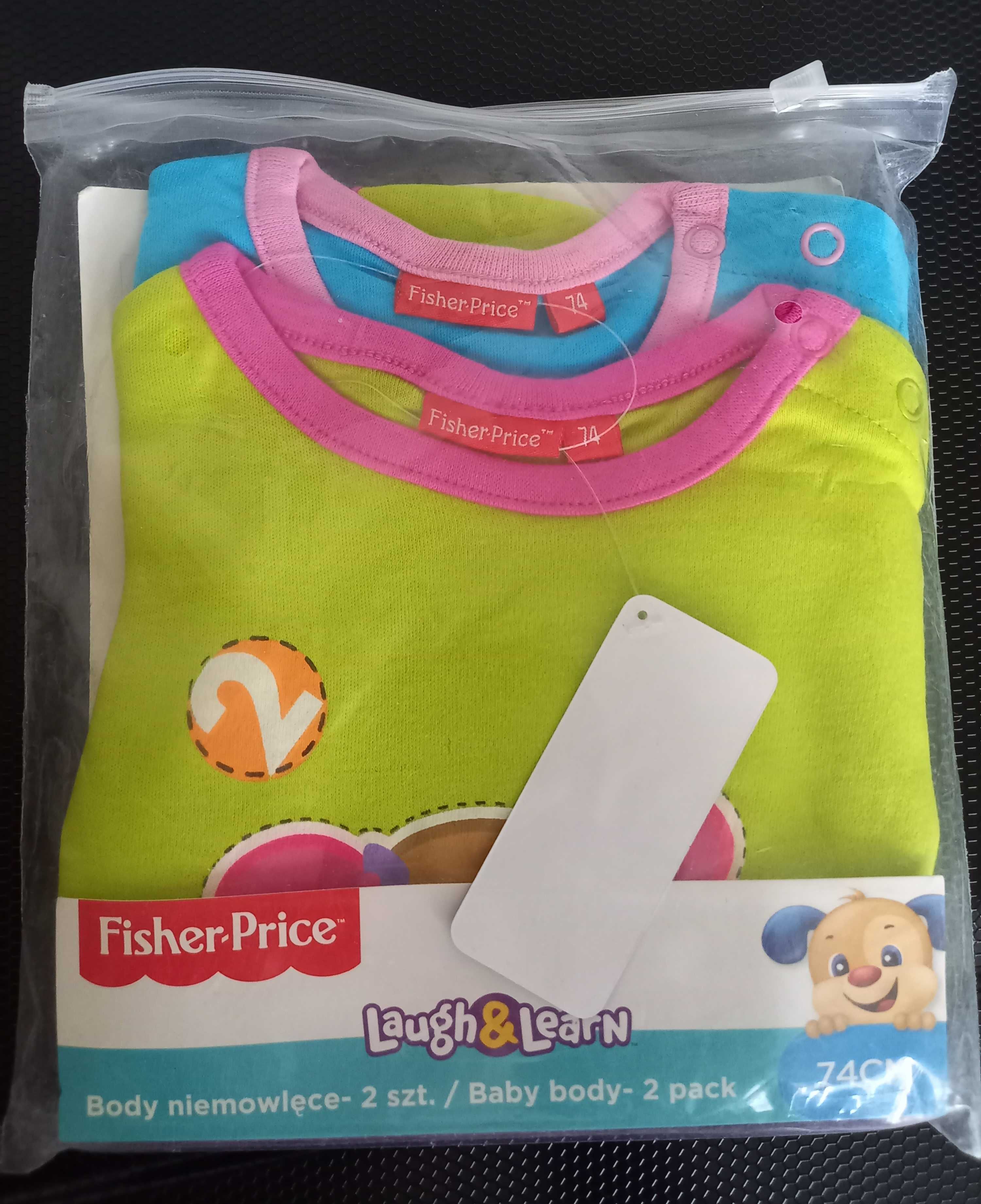 NOWY komplet Fisher Price, 2 szt. body i 1 szt. spodenki, 80 cm