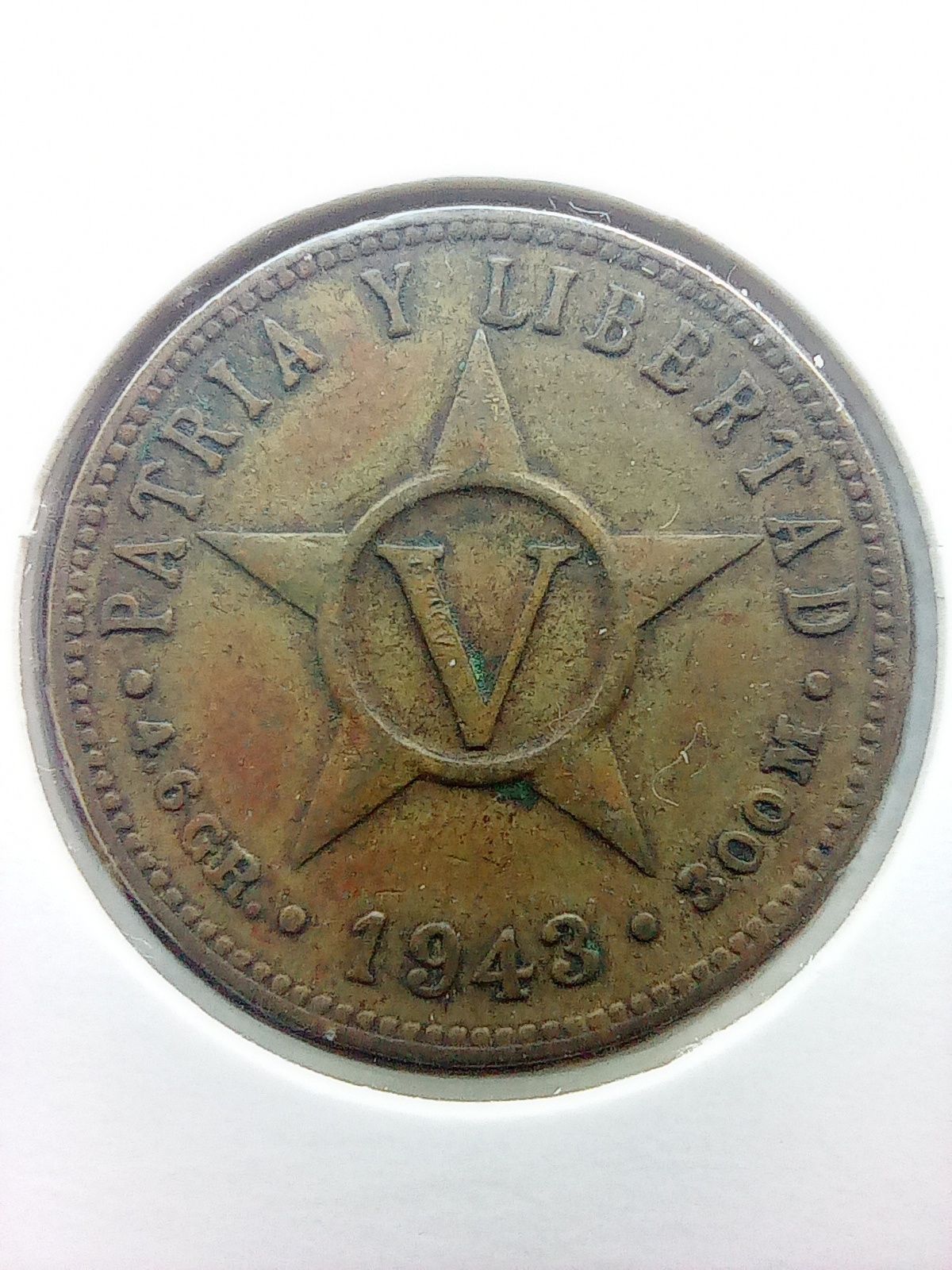 Moneta Cinco Centavos 1943 , Odwrócona 180°