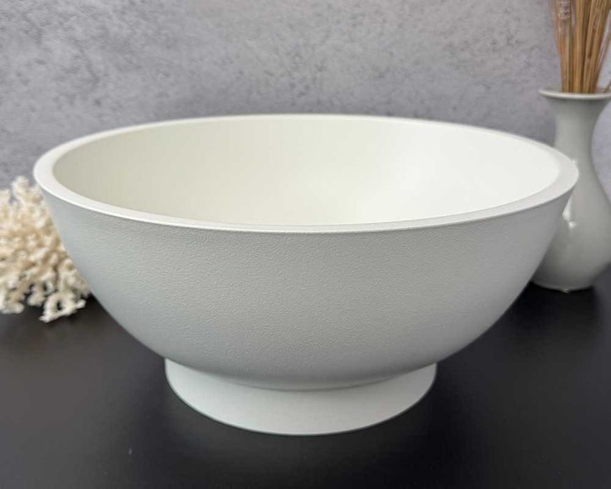 Круглий умивальник «Селена» Біла шагрень 350х350