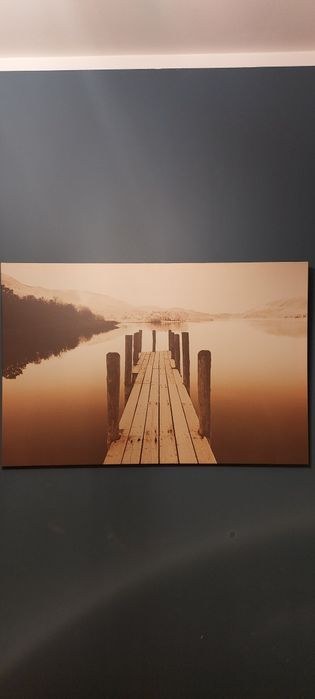 Obraz sepia molo o świcie duzy do salonu sypialni 78x118