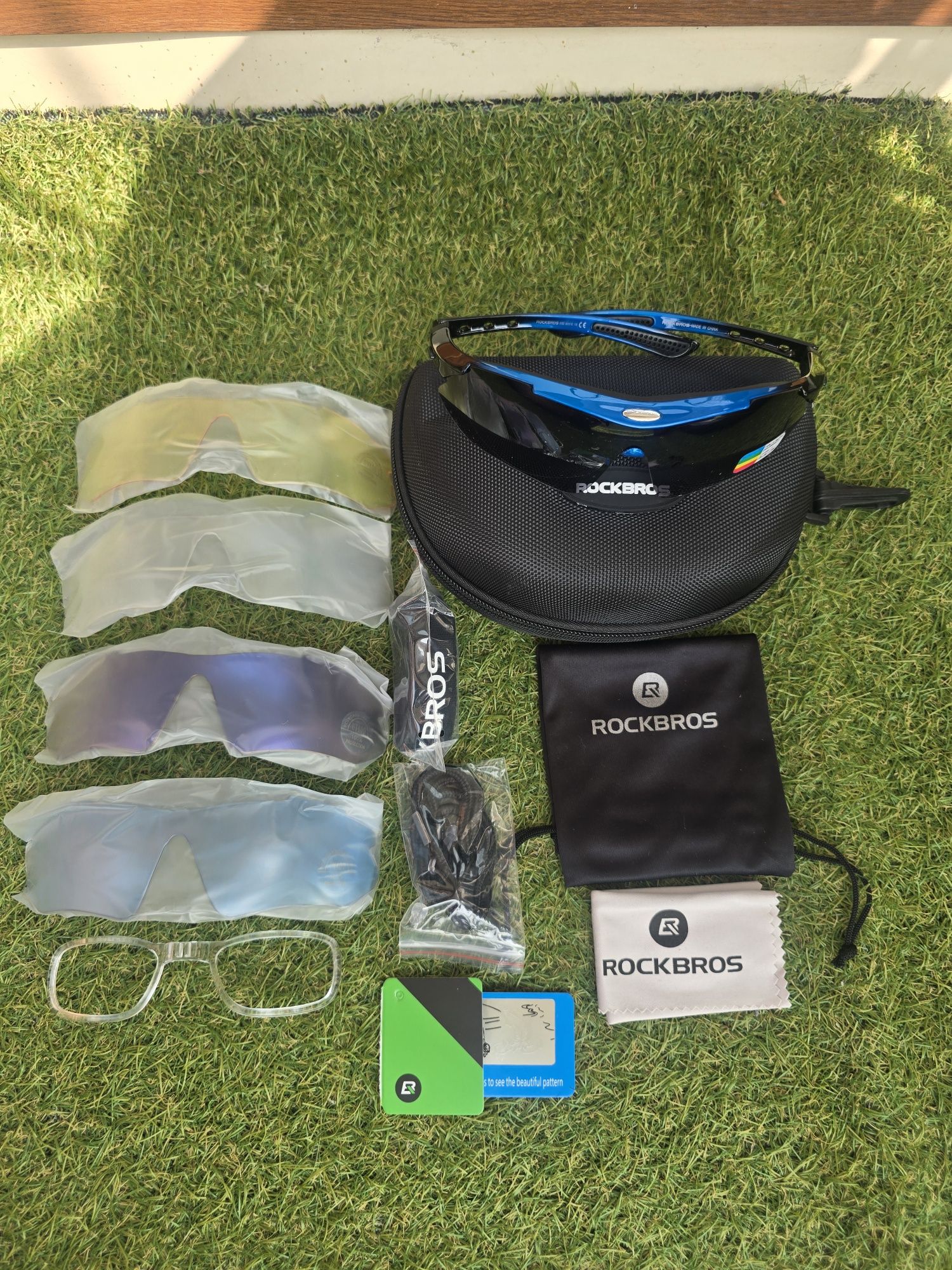 Okulary Rockbros fotochromowe polaryzacja + 5 soczewek rowerowe blue
